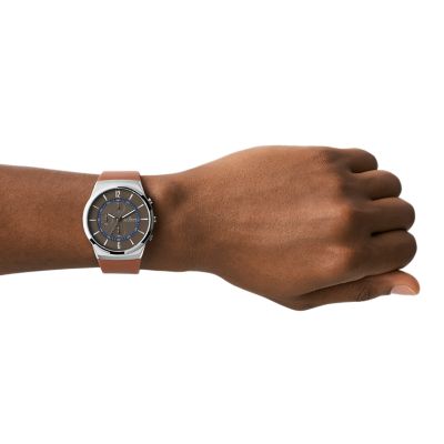 Melbye Chronograph Three-Hand Medium Brown Leather Watch SKW6805 - Skagen