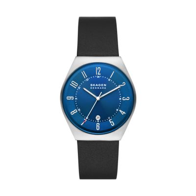 GRENEN 三針デイト ミッドナイトレザーウォッチ SKW6814 - Skagen