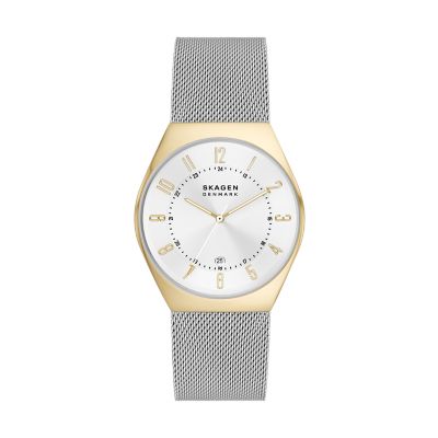 【新品未使用】SKAGEN Grenen 三針デイトシルバートーンメンズ 腕時計FRMSHOP