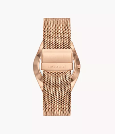 Grenen Three-Hand Date Rose Gold Stainless Steel Mesh Watch SKW6818 - Skagen