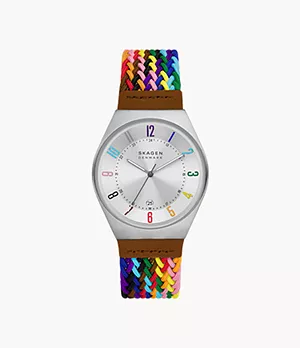 Uhr Grenen Pride Limited Edition 3-Zeiger-Werk Datum recyceltes PET mehrfarbig