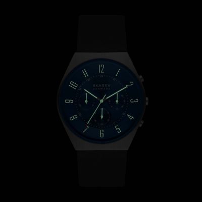 Grenen Chronograph - Skagen SKW6820 Leather Watch Midnight
