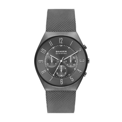 Grenen Chronograph Charcoal Watch Skagen Mesh Stainless SKW6821 - Steel