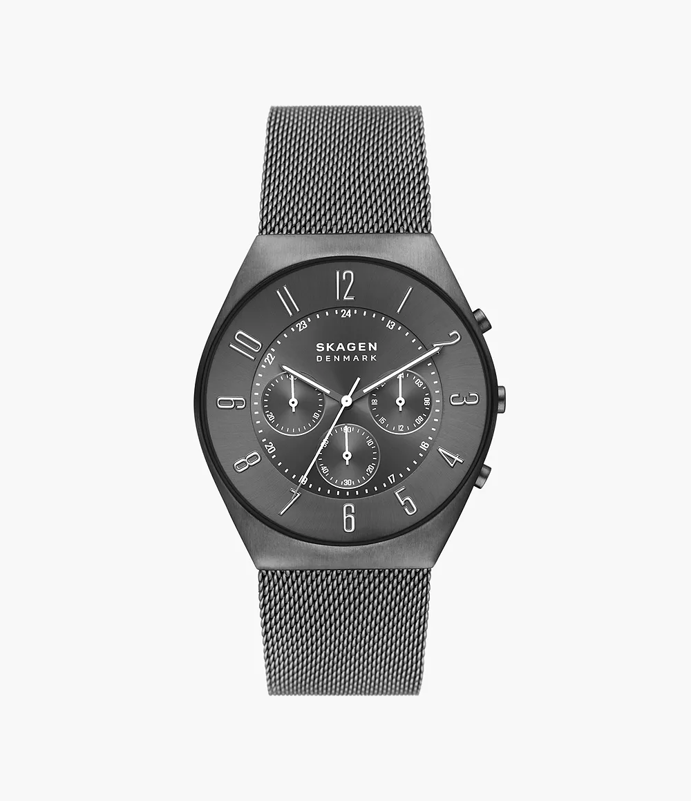 Grenen Chronograph Charcoal Stainless Steel Mesh Watch SKW6821 - Skagen