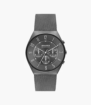 Grenen Chronograph Charcoal Stainless Steel Mesh Watch