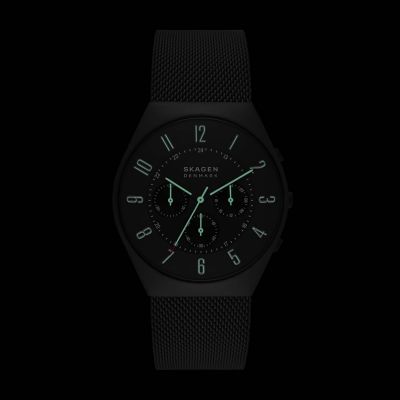 Mesh - Steel Stainless Watch SKW6822 Midnight Skagen Chronograph Grenen