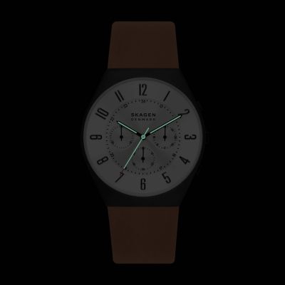 Grenen Chronograph Medium Brown Leather Watch SKW6823 - Skagen