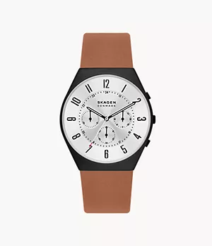 Grenen Chronograph Medium Brown Leather Watch