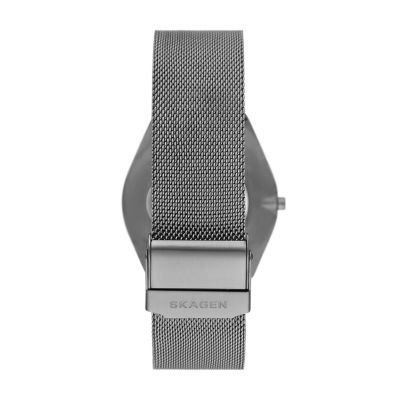 Grenen Ultra Slim Two-Hand Charcoal Stainless Steel Mesh Watch 