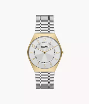 Grenen Ultra Slim Two-Hand Silver Stainless Steel Mesh Watch