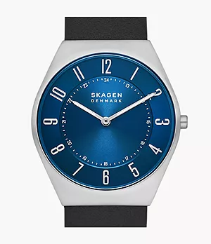 Grenen Ultra Slim Two-Hand Midnight Leather Watch