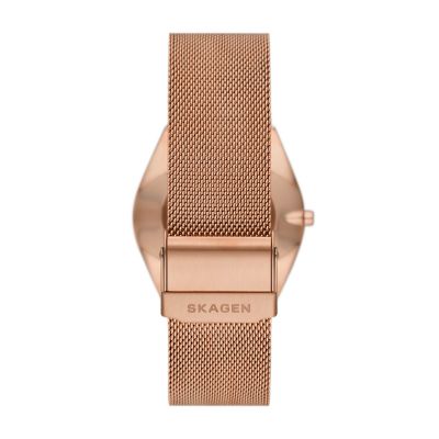 Grenen Ultra Slim Two-Hand Rose Gold Stainless Steel Mesh Watch