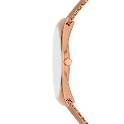 Grenen Ultra Slim Two-Hand Rose Gold Stainless Steel Mesh Watch