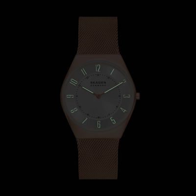 Grenen Ultra Slim Two-Hand Rose Gold Stainless Steel Mesh Watch