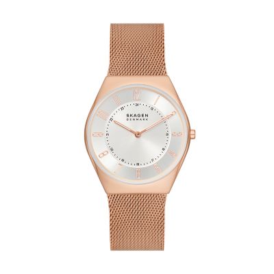 Skagen women's rose shop gold mesh watch