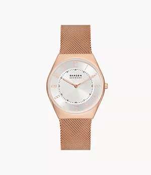 Grenen Ultra Slim Two-Hand Rose Gold Stainless Steel Mesh Watch