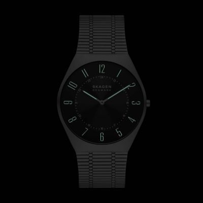 Grenen Ultra Slim Two-Hand Silver Stainless Steel Mesh Watch