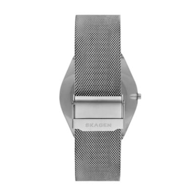 Grenen Ultra Slim Two-Hand Charcoal Stainless Steel Mesh Watch