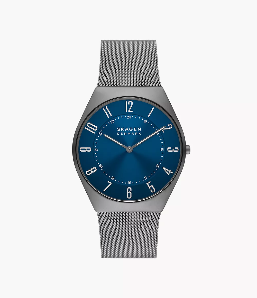 Skagen Men’s Grenen Ultra Slim Two-Hand Charcoal Stainless Steel Mesh Watch