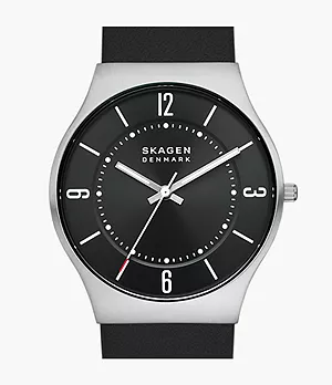 Grenen Three-Hand Midnight Leather Watch