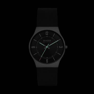 Grenen 三針デイト ミッドナイトレザーウォッチ SKW6833 - Skagen