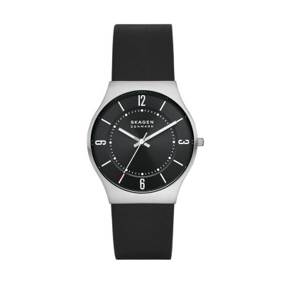 Grenen Three-Hand Midnight Leather Watch