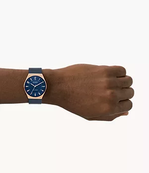 Skagen Grenen Solar-Powered Ocean Blue Leather Watch