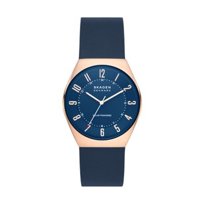 Grenen Solar Powered Ocean Blue Leather Watch SKW6834 Skagen