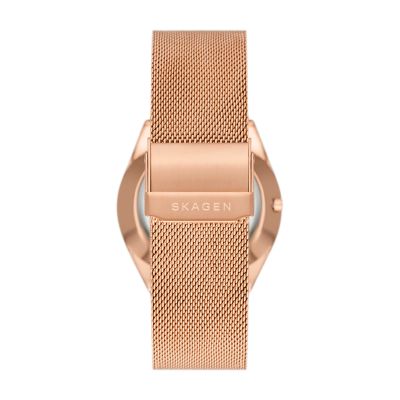 Skagen Steel Grenen Stainless Solar-Powered Gold Mesh Rose Watch - SKW6835