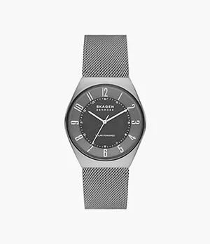 Grenen Solar-Powered Charcoal Stainless Steel Mesh Watch