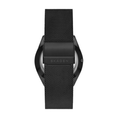 Grenen Solar-Powered Midnight Stainless Steel Mesh Watch - SKW6837