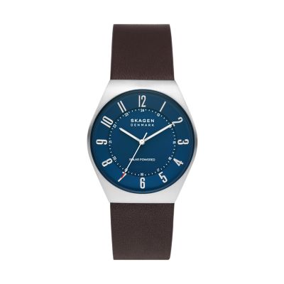 Grenen Solar-Powered Espresso Leather Watch SKW6838 - Skagen