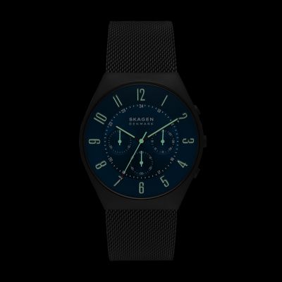 Grenen Chronograph Midnight Stainless Steel Mesh Watch SKW6841 - Skagen