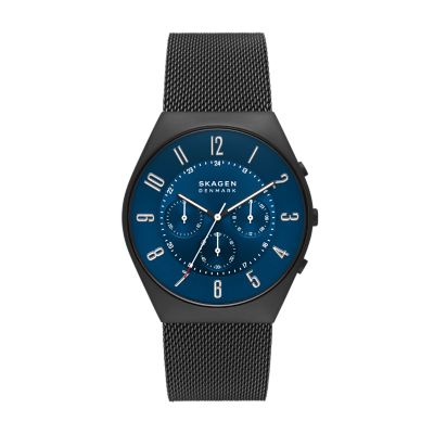 Grenen Chronograph Charcoal Stainless Steel Mesh Watch 