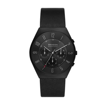 Grenen Chronograph Midnight Leather Watch SKW6843 - Skagen