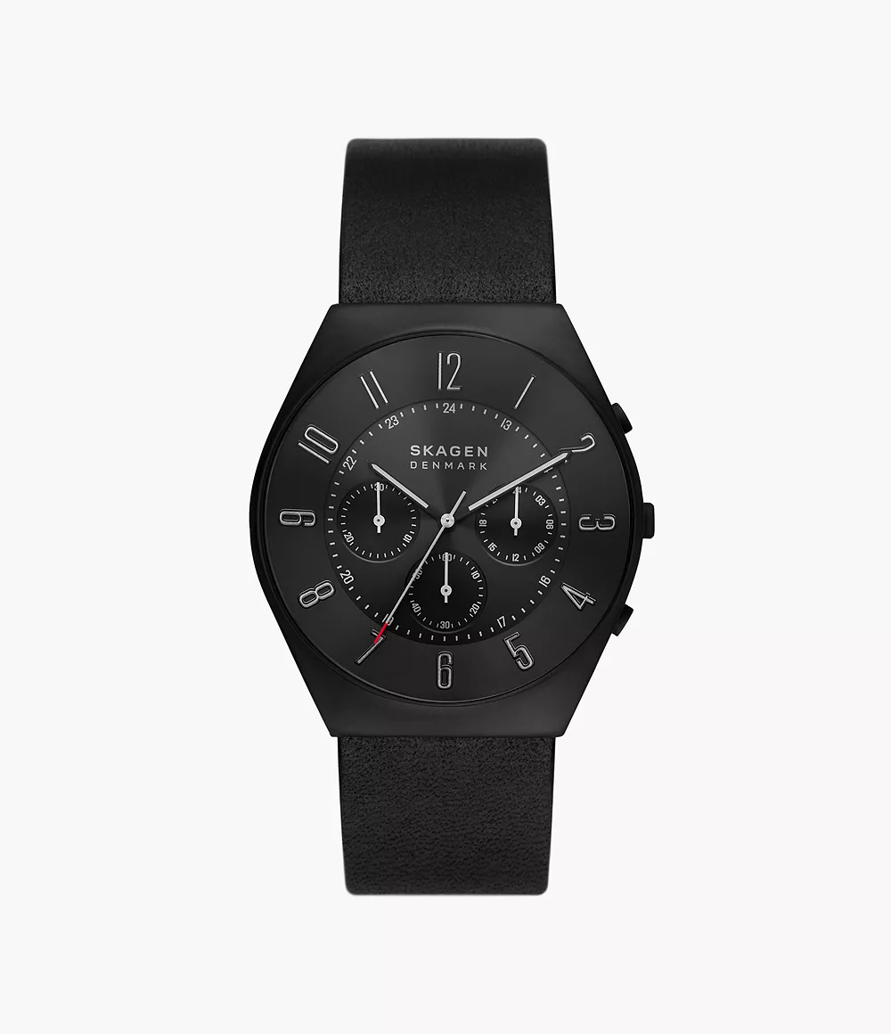Grenen Chronograph Midnight Leather Watch SKW6843 - Skagen