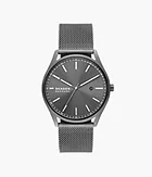 Holst Three-Hand Date Charcoal Stainless Steel Mesh Watch