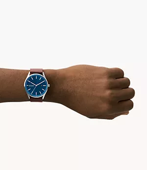 Holst Three-Hand Date Espresso Leather Watch