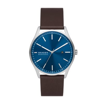 Holst Three Hand Date Espresso Leather Watch