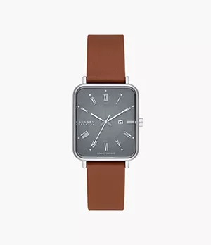 Ryle Solar-Powered Light Brown Leather Watch
