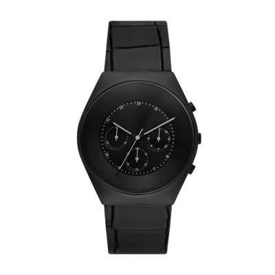 Soulland X Skagen GRENEN クロノグラフ ミッドナイトレザーウォッチ