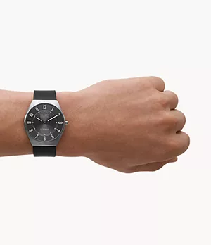 Skagen Grenen Ultra Slim Limited Edition Titanium Two-Hand Black Leather Watch