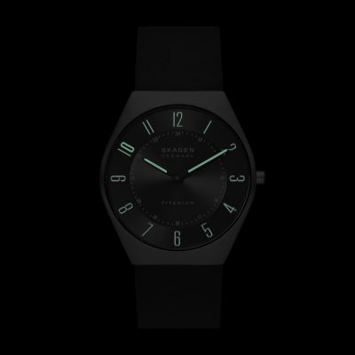 Skagen GRENEN ULTRA SLIM 限定モデル チタニウム 二針 ブラックレザー