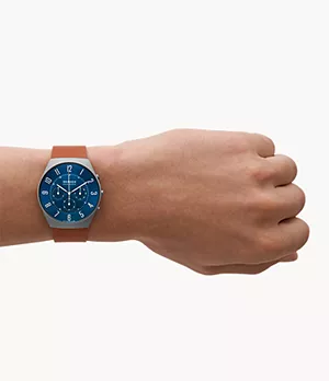 Skagen Limited Edition Uhr Chronograph Grenen Titan Leder hellbraun