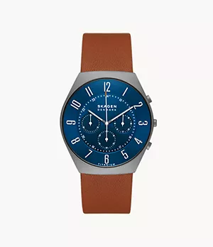 Skagen Grenen Limited Edition Titanium Chronograph Light Brown Leather Watch