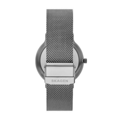 Skagen Ancher Three-Hand Date Charcoal Stainless Steel Mesh Watch