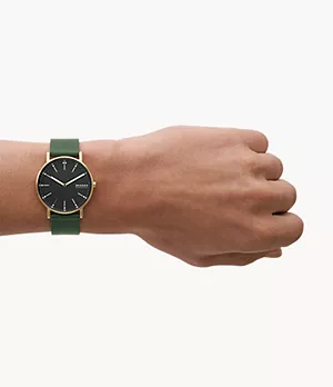 Skagen Signatur Three-Hand Evergreen Leather Watch
