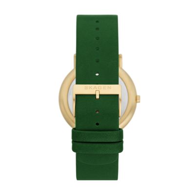 Skagen Signatur Three-Hand Evergreen Leather Watch