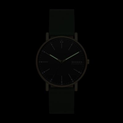 Skagen signatur best sale black leather watch