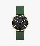 Skagen Signatur Three-Hand Evergreen Leather Watch